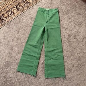 Zara Green Wide-Leg Women Jeans